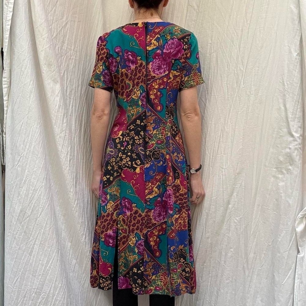 Vibrant Multicolored Paisley Patchwork Dress With… - image 3